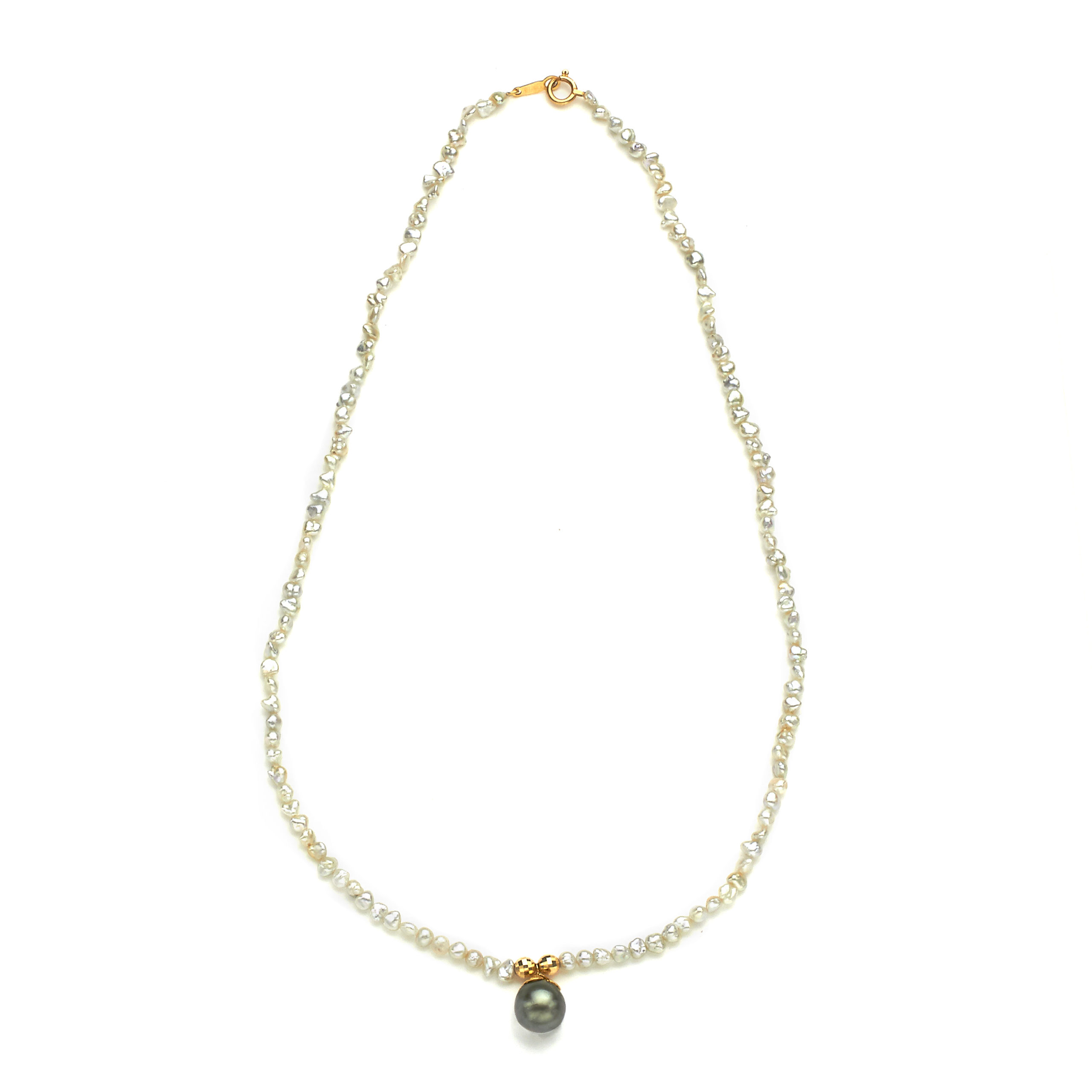 Tahitian and Japanese Keshi Necklace 18K Gold – Love For Pearls