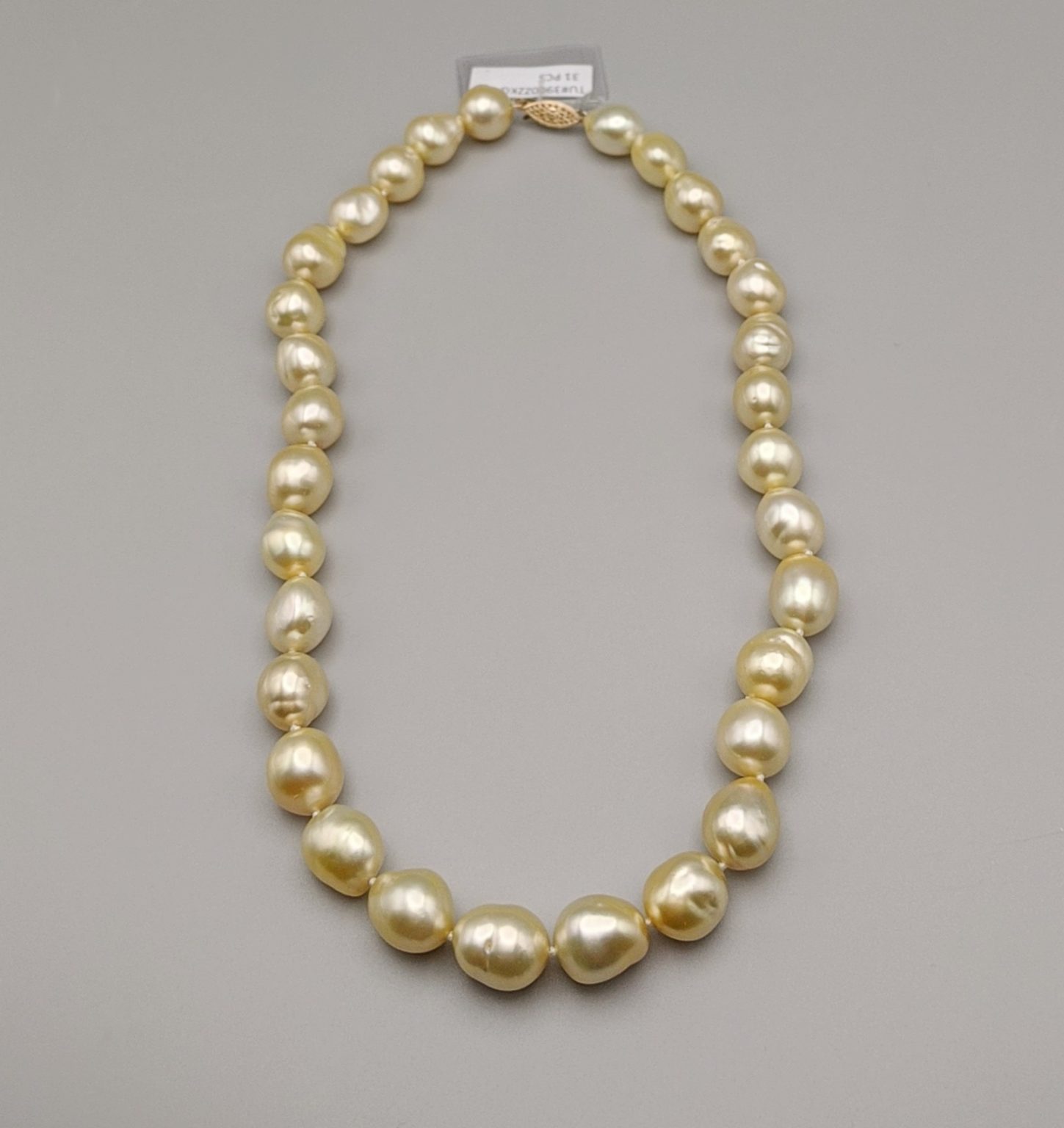 Large South Sea Cultured Baroque Pearl Necklace, Natural Champagne ...